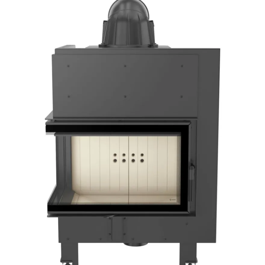 Kamineinsatz aus Stahl KRATKI MBM links 10 kW Ø 200 gebogenes Glas
