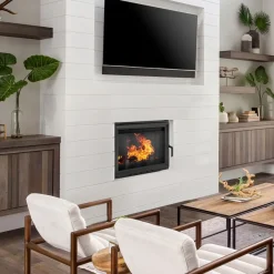 Kamineinsatz KRATKI Maja 8kW Ø200 Gusseiseneinlass Externes Schornsteinset