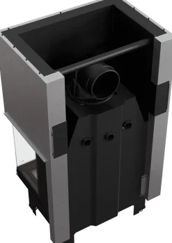 Kamineinsatz KRATKI NBC 800/400 10 kW Ø 200 mit Schiebetür schwarz Verkleidung