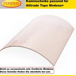 Kaminglas für Alltrade Topo Ofen mit rund gebogener Kaminscheibe ohne/mit Dichtset