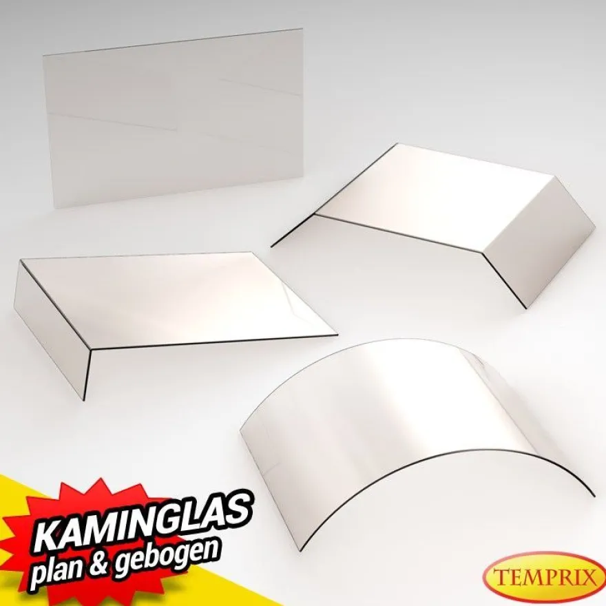 Kaminglas für Spartherm Ofen mit gebogener Kaminscheibe - ohne/mit Dichtungssatz