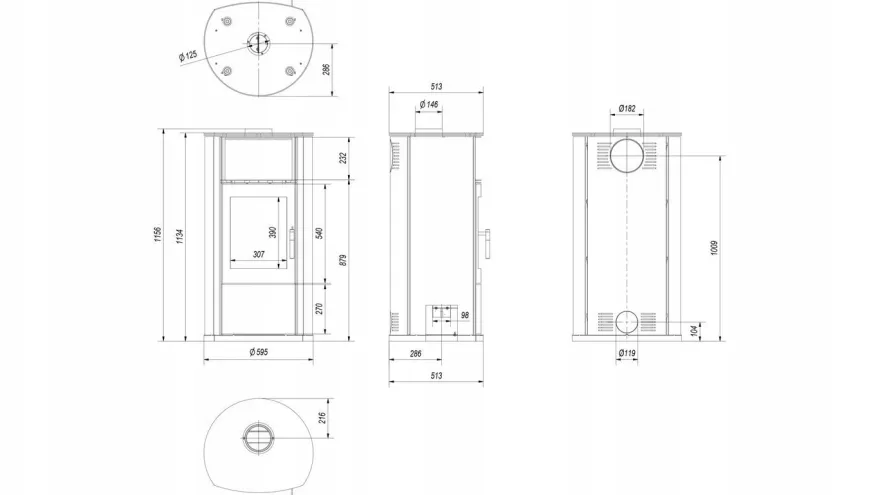 Kaminofen aus Stahl KRATKI Epsilon Ø 150 8 kW mit Türfeder