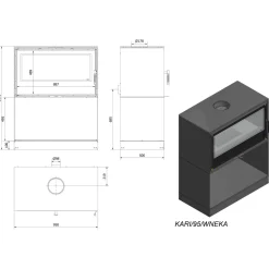 Kaminofen aus Stahl KRATKI KARI 95 Ø 180 14 kW Platz für Holz mit Türfeder