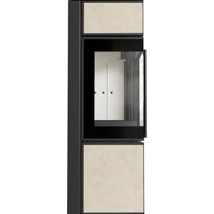 Kaminofen aus Stahl KRATKI TORA/S 8 kW Ø 150 Quarzsinter FOKOS SALE mit Türfeder
