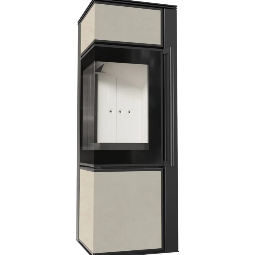 Kaminofen aus Stahl KRATKI TORA/S 8 kW Ø 150 Quarzsinter FOKOS SALE mit Türfeder