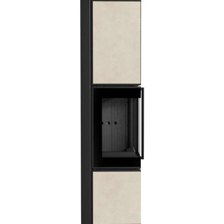 Kaminofen aus Stahl KRATKI TORA/L 8 kW Ø 150 Quarzsinter FOKOS SALE schwarz Verkleid