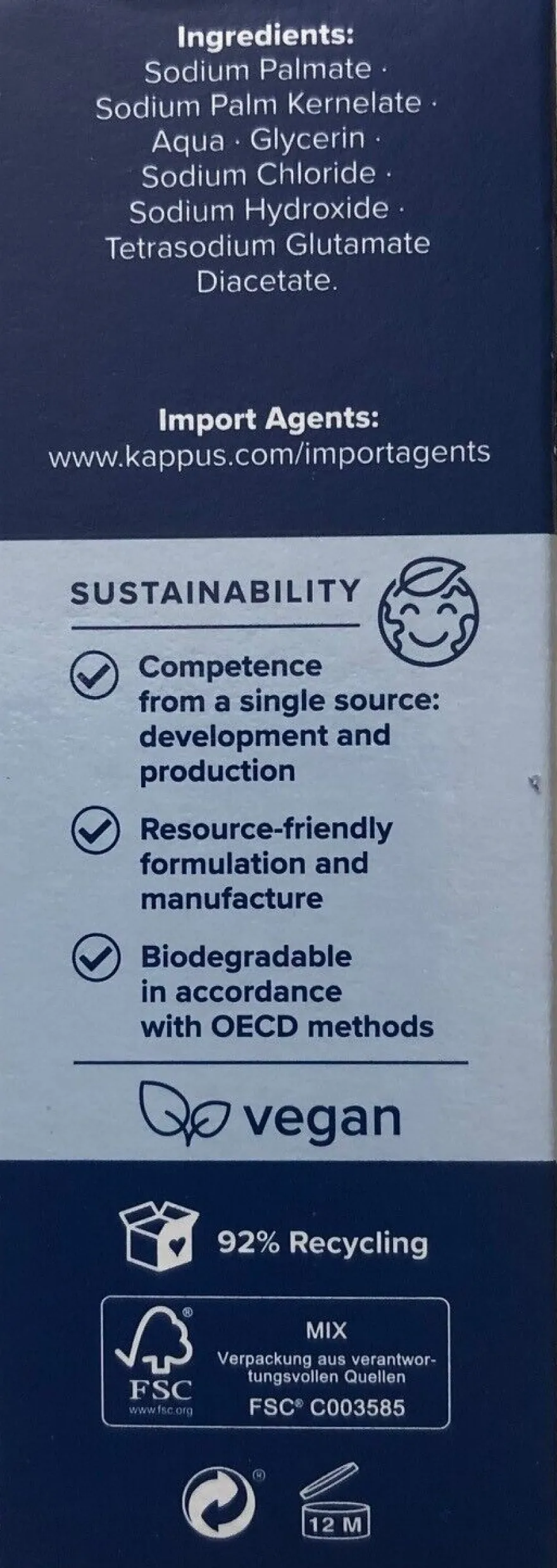 Kappus Kernseife sensitiv vegan 18x150g Packung (Gr. Standardgröße)