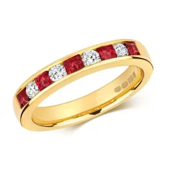 9 Karat (375) Gold Diamant Damenring Brillant-Schliff 0.27 Karat HI - I1 mit Rubin