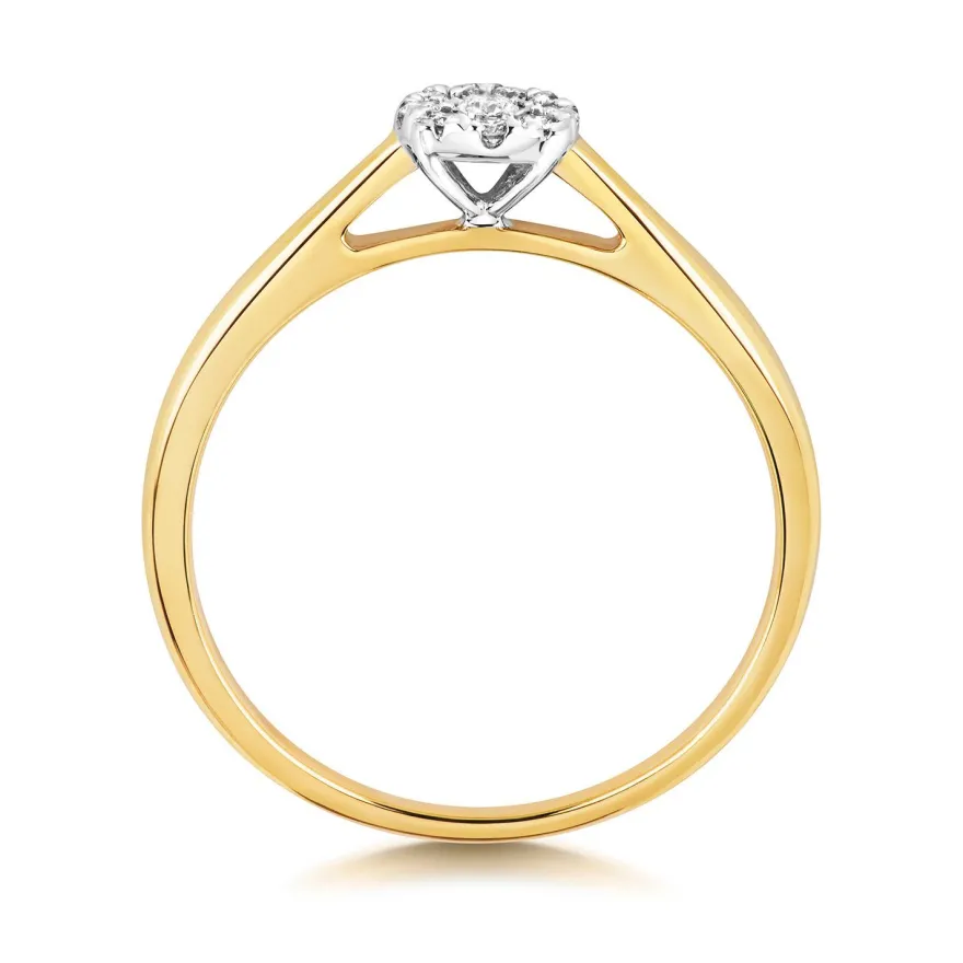 9 Karat (375) Gold Solitär Verlobung Diamantring Brillant-Schliff 0.10 Karat H - I1