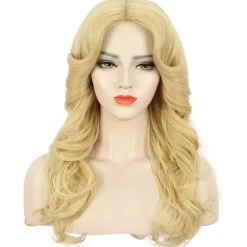 Karlery Damenperücke 70er Jahre Stil lang blond gewellt Disco Vintage Kostüm