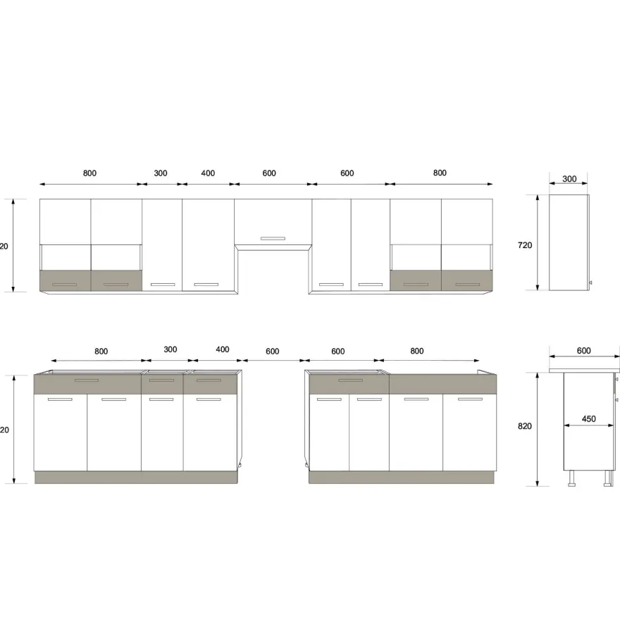 Küche ALINA 350 cm Küchenzeile Einbauküche Küchenblock Sonoma Eiche