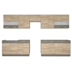 Küche ALINA 350 cm Küchenzeile Einbauküche Küchenblock Sonoma Eiche
