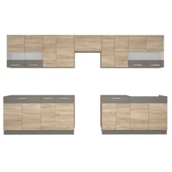 Küche ALINA 350 cm Küchenzeile Einbauküche Küchenblock Sonoma Eiche