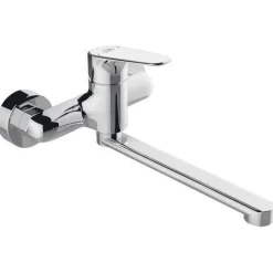 Küchenarmatur Wandmontage Wasserhahn RONDO Küchenmischer für Küche in Silber