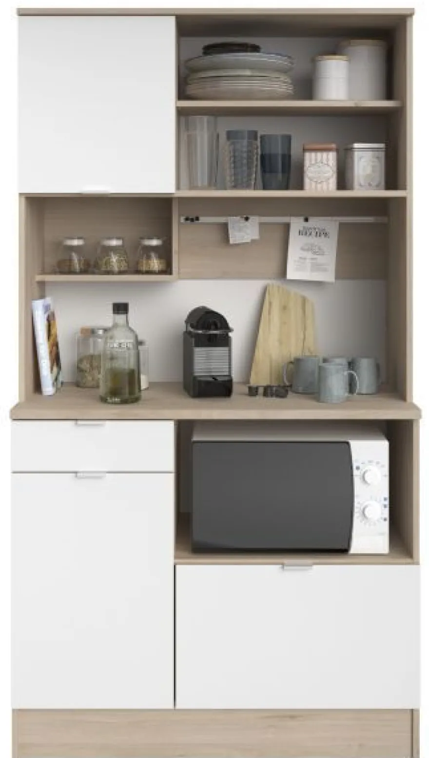 Küchenschrank Single Küche weiß Eiche Buffetschrank Parisot SoCool 100x184 cm