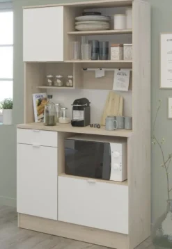 Küchenschrank Single Küche weiß Eiche Buffetschrank Parisot SoCool 100x184 cm