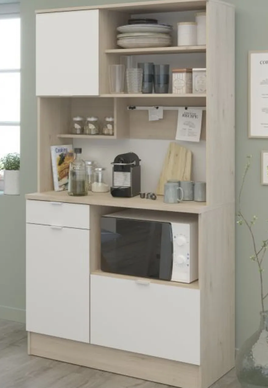 Küchenschrank Single Küche weiß Eiche Buffetschrank Parisot SoCool 100x184 cm