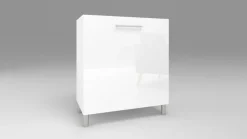 Küchenschrank 1 Türig Weiß Hochglanz Matt 30-70cm Tiefe 55 cm Soft Close chrom beine