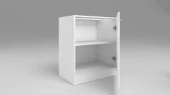 Küchenschrank 1 Türig Weiß Hochglanz Matt 30-70cm Tiefe 55 cm Soft Close chrom beine