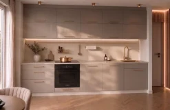 Küchenzeile Emma 330 cm Champagner Matt- Küche, Küchenblock 3,3m, mit Arbeitsplatte