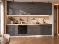 Küchenzeile Emma 330 cm Champagner Matt- Küche, Küchenblock 3,3m, mit Arbeitsplatte