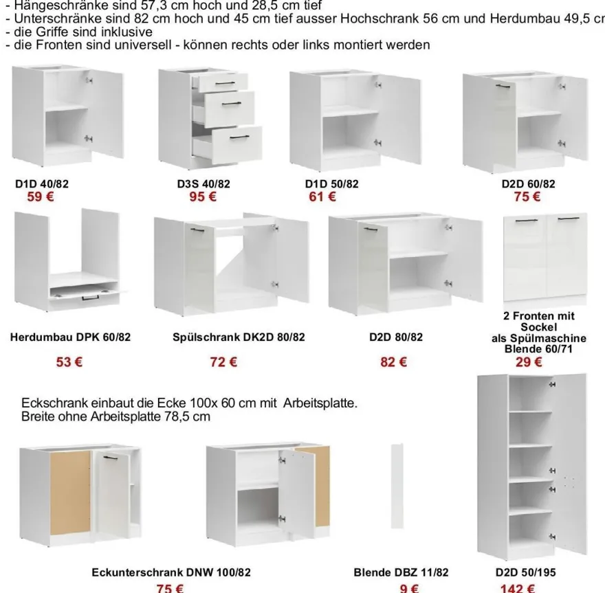 Küche, Schränke, Küchenzeile 180 oder 240 cm Farbe auswählbar Neu&Schnell