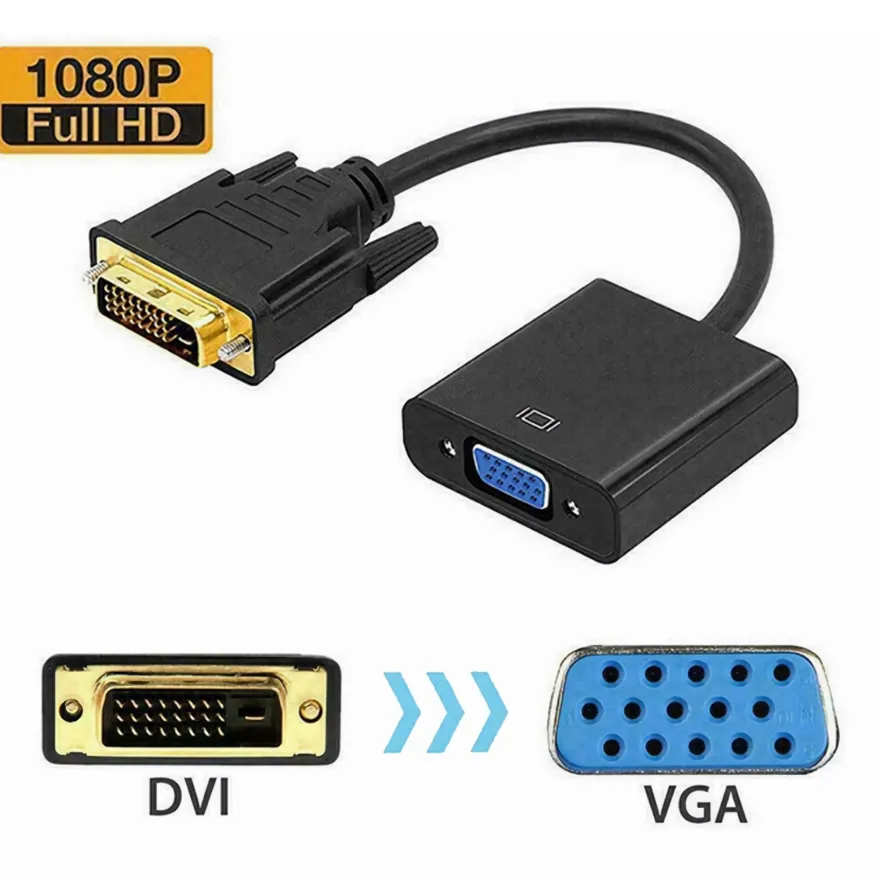 K30 DVI auf VGA Adapter 24 + 1 Pin DVI-D Stecker auf VGA Buchse Konverter 1080P 23cm