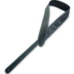 keepdrum Gitarrengurt aus Echt-Leder Schwarz mit Doppelnaht