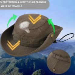 KeepSa Sommerhut Herren Safari Fischerhut Baumwolle-Leinen, atmungsaktiv