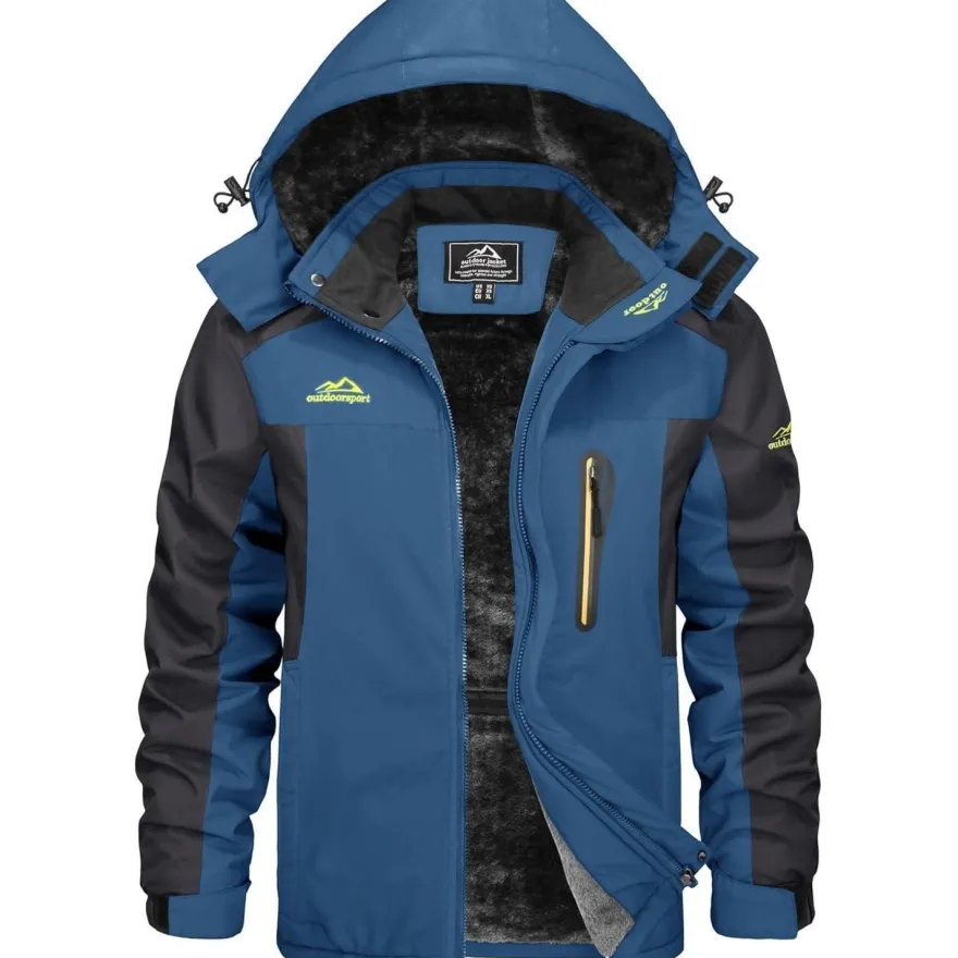 Kefitevd Herren Winterjacke Wasserdicht Warm Gefüttert Skijacke Outdoor