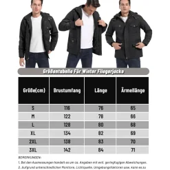 Kefitevd Herren Winterjacke Warm Gefüttert mit Abnehmbarer Kapuze, Cargo Parka