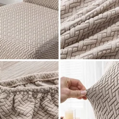 Keluina Moderne Stuhlhussen im 6er Set, Khaki, Stretch, abnehmbar & waschbar