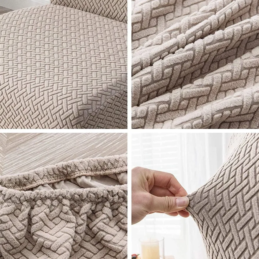 Keluina Moderne Stuhlhussen im 6er Set, Khaki, Stretch, abnehmbar & waschbar