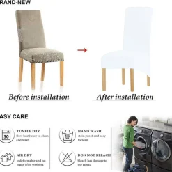 Keluina XL Stuhlhussen für Esszimmer mit hoher Rückenlehne, Spandex, Weiß