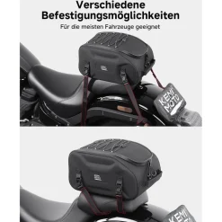 Kemimoto 13L Motorrad Hecktasche Wasserdicht, Multifunktional, 3-in-1