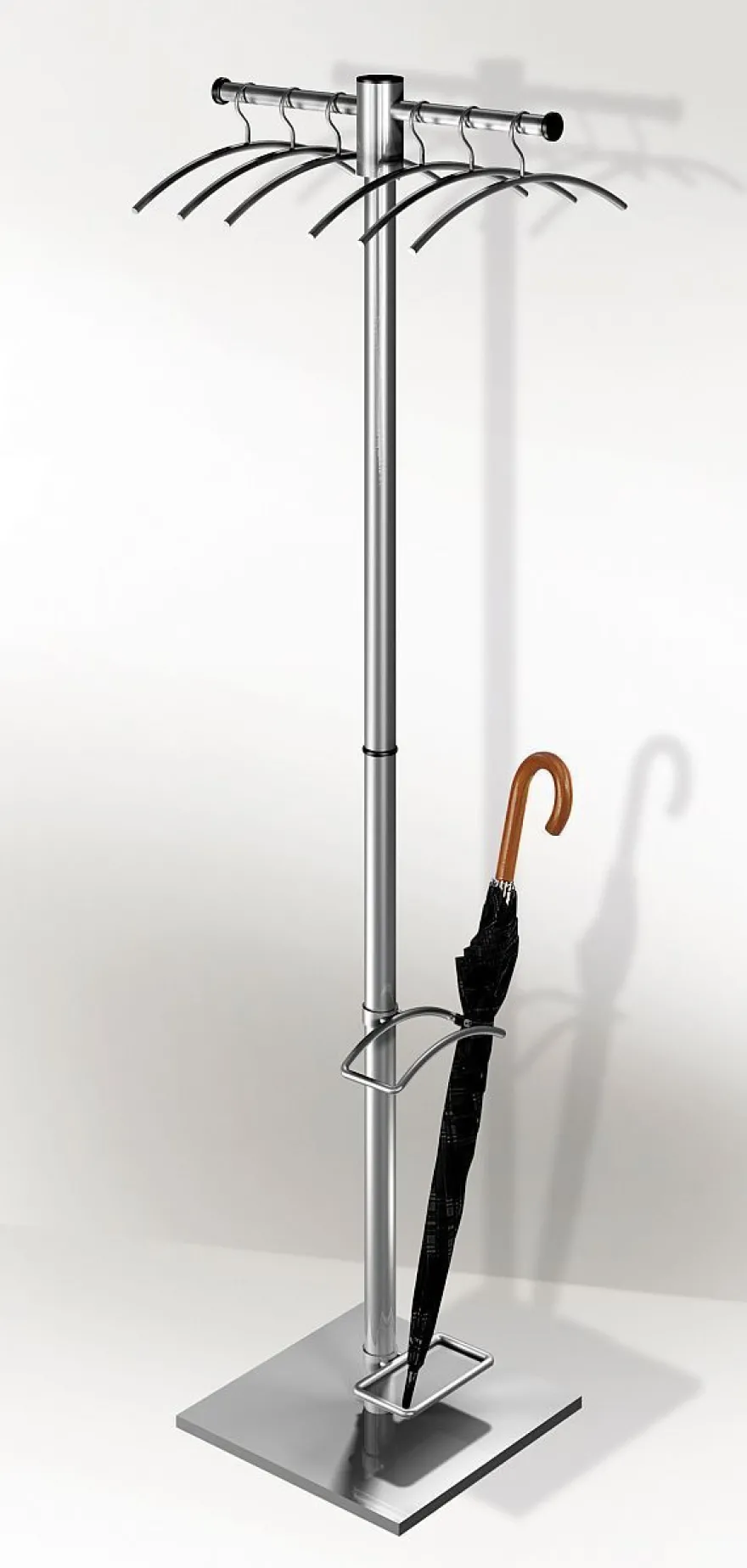 Kerkmann Design Garderobenständer G12E mit 6 Kleiderbügeln Edelstahl