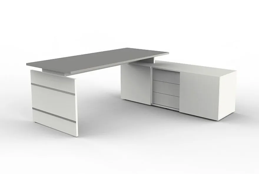 Kerkmann Komplettarbeitsplatz Schreibtisch mit Sideboard 4460 Form 4, 180x 80x 74 cm