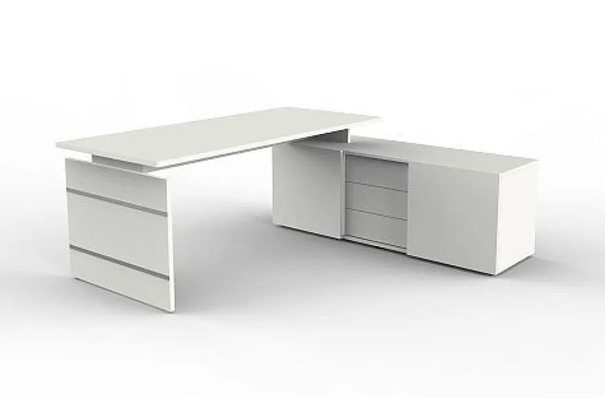 Kerkmann Komplettarbeitsplatz Schreibtisch mit Sideboard 4460 Form 4, 180x 80x 74 cm