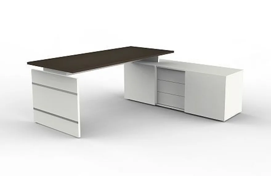 Kerkmann Komplettarbeitsplatz Schreibtisch mit Sideboard 4460 Form 4, 180x 80x 74 cm