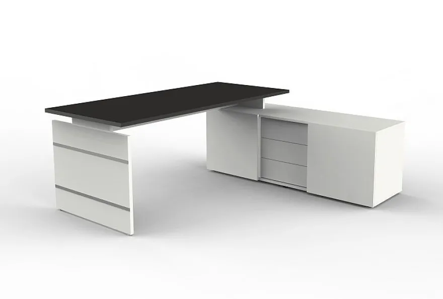Kerkmann Komplettarbeitsplatz Schreibtisch mit Sideboard 4460 Form 4, 180x 80x 74 cm