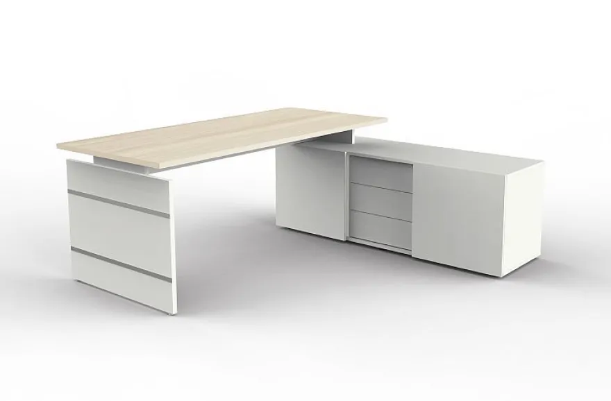 Kerkmann Komplettarbeitsplatz Schreibtisch mit Sideboard 4460 Form 4, 180x 80x 74 cm