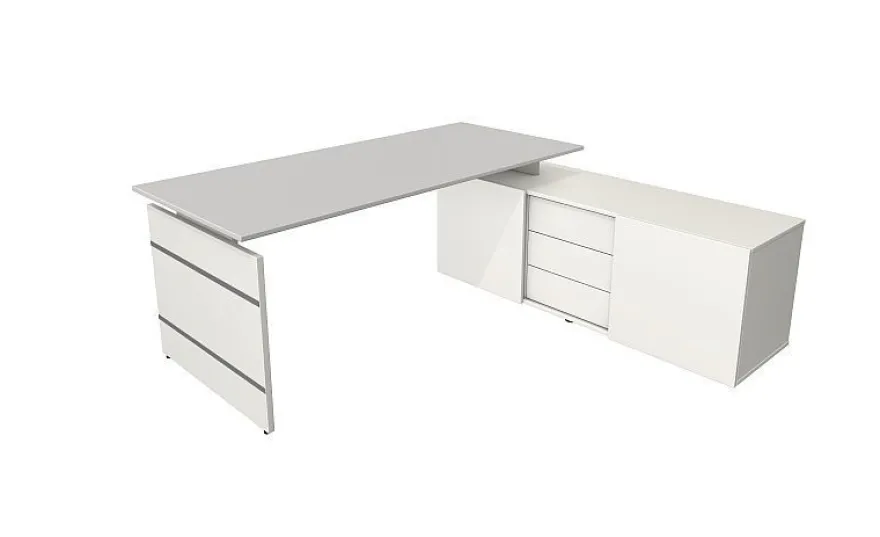 Kerkmann Komplettarbeitsplatz Schreibtisch mit Sideboard 4460 Form 4, 180x 80x 74 cm