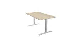 Kerkmann Schreibtisch Form 2 140x80x70-82 cm T-Fuß Alusilber