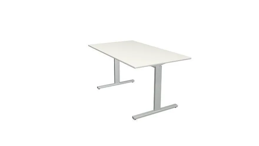 Kerkmann Schreibtisch Form 2 140x80x70-82 cm T-Fuß Alusilber