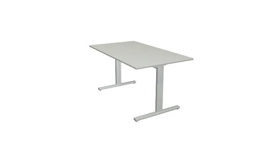 Kerkmann Schreibtisch Form 2 140x80x70-82 cm T-Fuß Alusilber