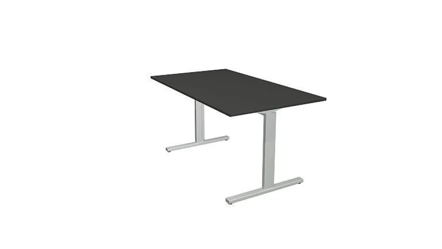 Kerkmann Schreibtisch Form 2 140x80x70-82 cm T-Fuß Alusilber