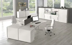 Kerkmann Schreibtisch START UP Freiform 195 x 80/100 x 75 cm C-Fuß-Gestell alusilb