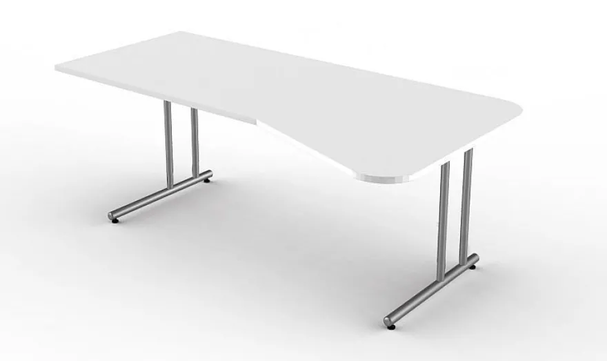 Kerkmann Schreibtisch START UP Freiform 195 x 80/100 x 75 cm C-Fuß-Gestell alusilb