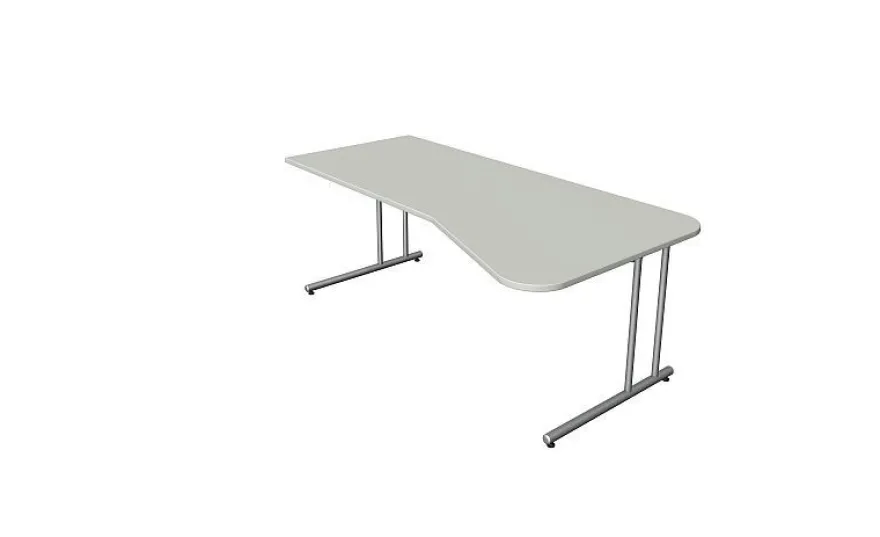 Kerkmann Schreibtisch START UP Freiform 195 x 80/100 x 75 cm C-Fuß-Gestell alusilb