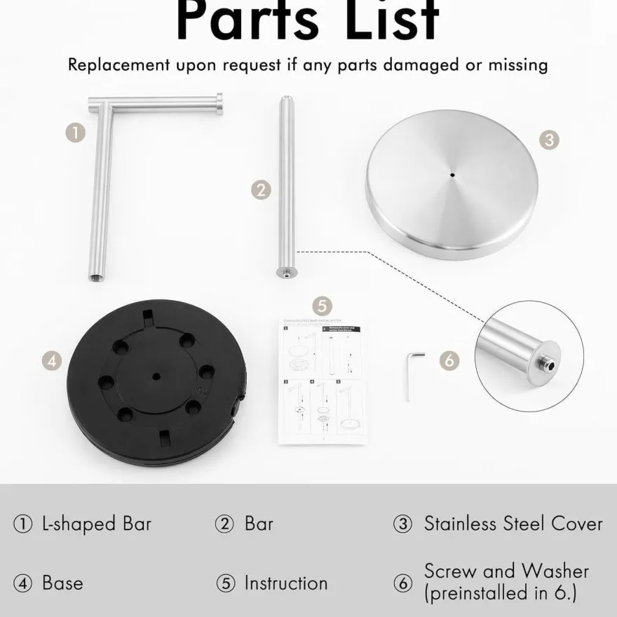 KES Toilettenpapierhalter Stehend, freistehend, Edelstahl SUS304, gebürstet